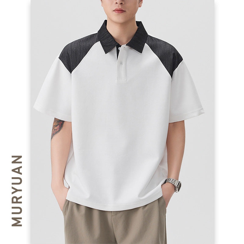 Poloshirt met retro kraag en kleurblokkendesign voor heren