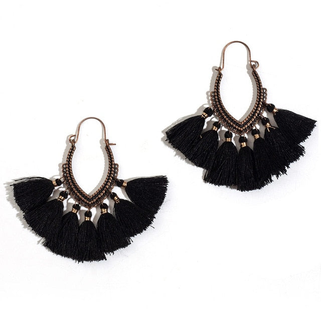 Fringe Vintage Boho Bohemian Ethnic Tassel Drop Dangle Hanging Earrings for Women Female Trendy Jewelry Accessories