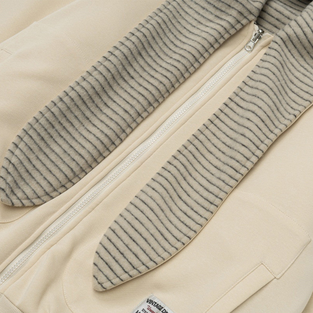 Dubbelzijdig gestreepte sweatvest met capuchon