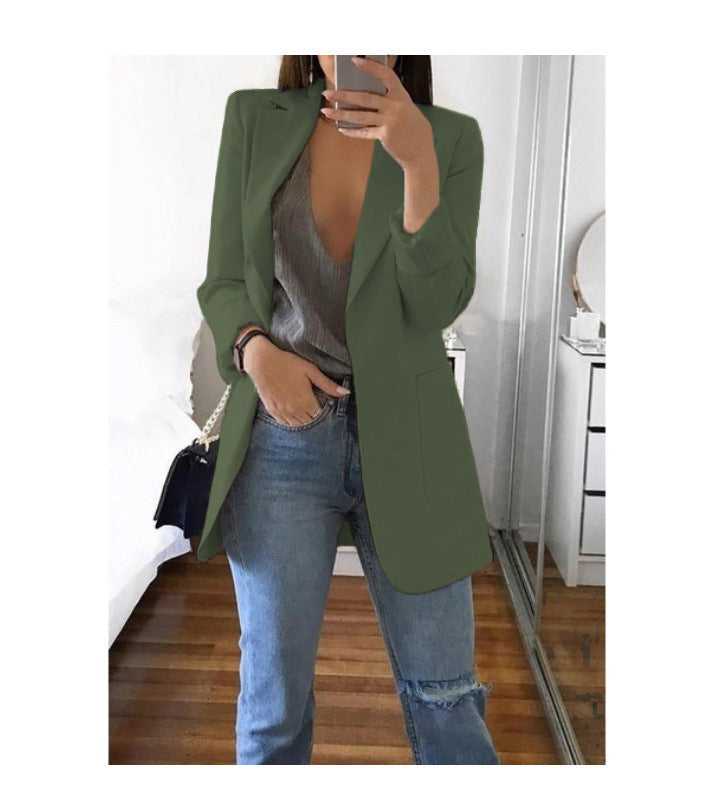 European and American fashion collar slim fit cardigan temperament suit jacket for women
