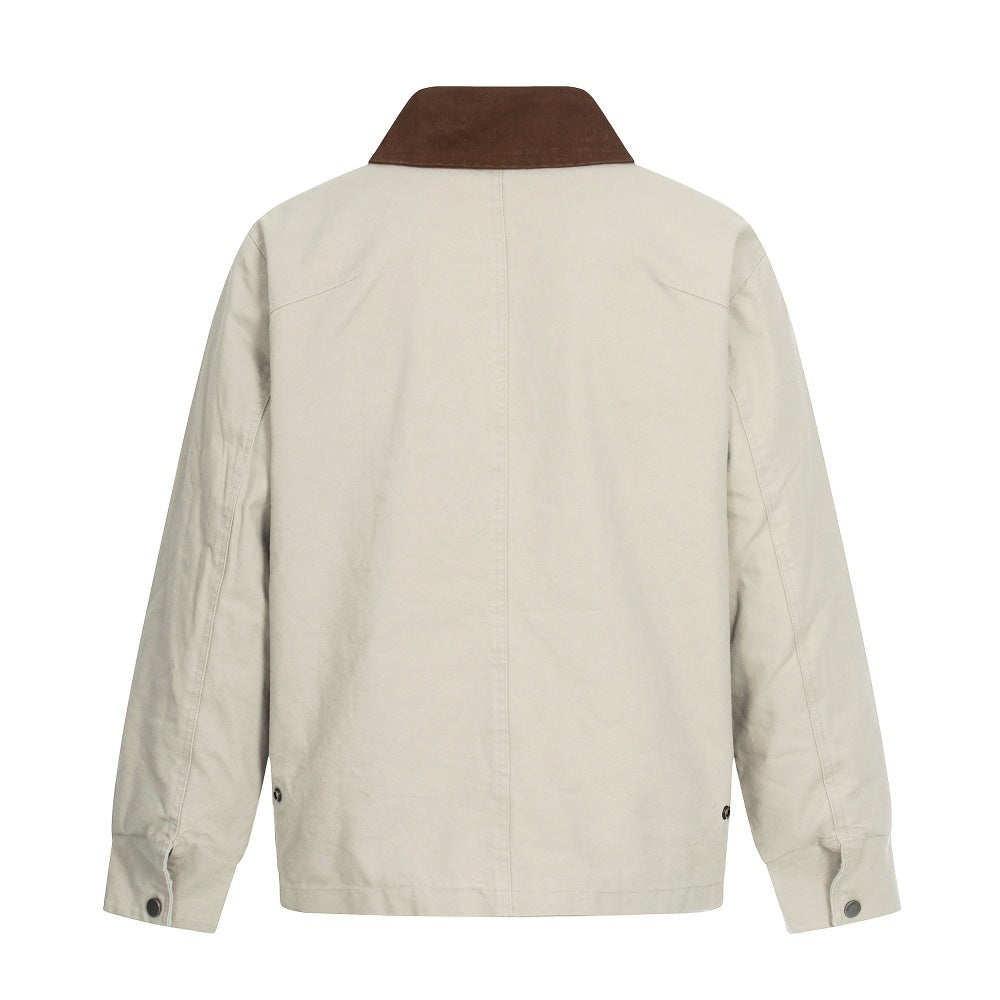 Vintage jacket met teddy voering revers in kleurblokken voor heren