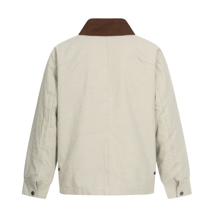 Vintage jacket met teddy voering revers in kleurblokken voor heren