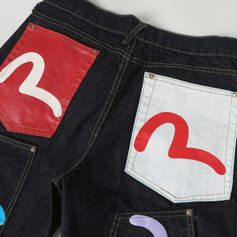 Jeans met meerdere zakken en print