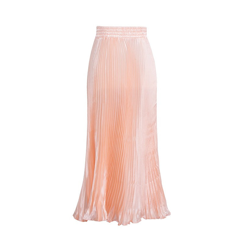 Glossy pleated skirt long accordion skirt long skirt skirt