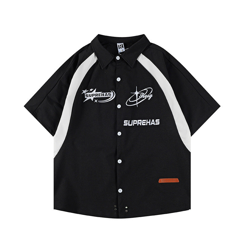 Shirt Jacket Unisex Summer Loose Canvas Work Short Sleeve Shirt