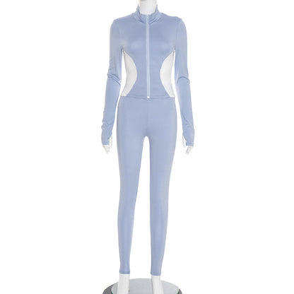 Color blocked jacket and pants set