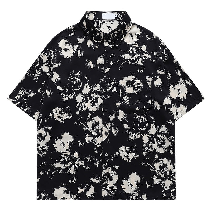 Shirt Unisex Short Sleeve Hawaiian Trendy Loose Casual Half-Sleeve