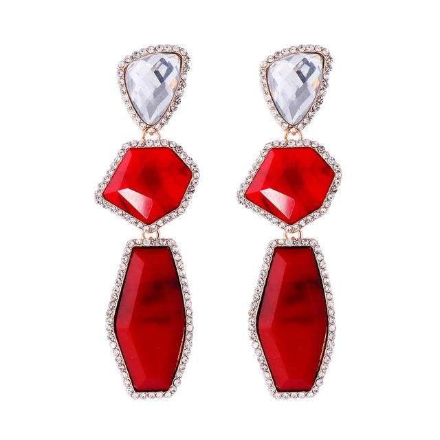 New ZAA Vintage Multilayer Geometric Resin Earrings for Women Boho Statement Jewelry Holiday Party Gifts Wholesale