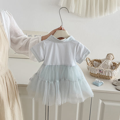 Infant Dress Floral Mesh Romper for Baby Girls First