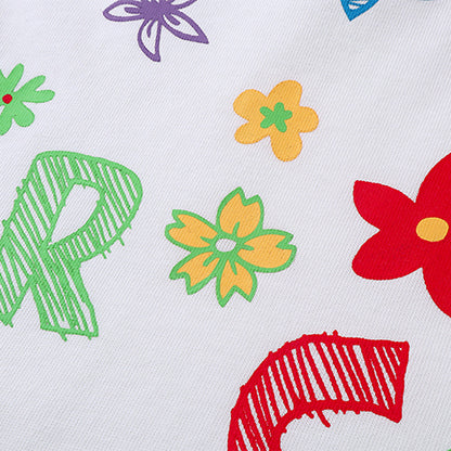 T-SHIRT Hand-Painted Graffiti Print Short Sleeve Loose Casual Cotton T-Shirt for Summer Vacation