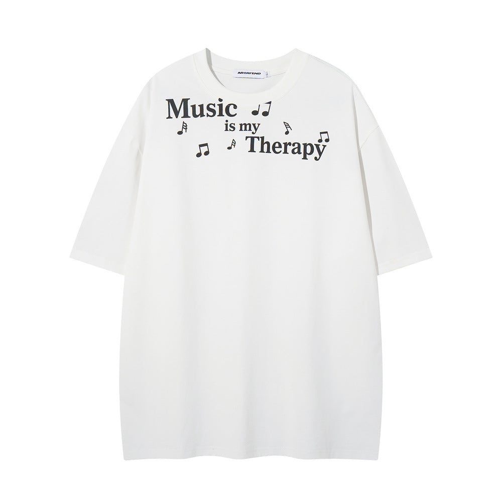Musical note printed short sleeved t-shirt