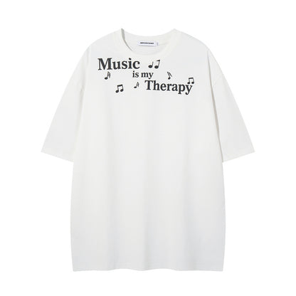 Musical note printed short sleeved t-shirt