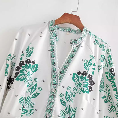 European and American summer new style fashionable semi high neck printed long sleeved sexy dress for women
