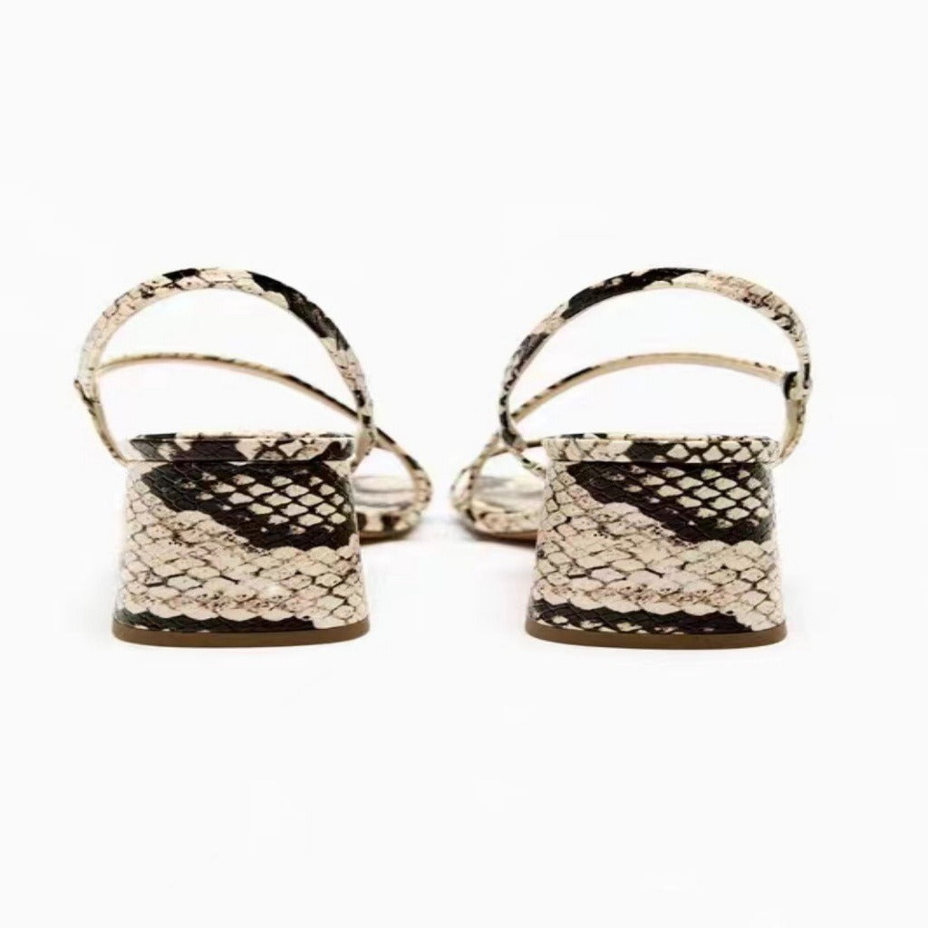Animal Print Heeled Women's Sandals High heels Slingback Strappy Square toe Block Designer Heel Sanda