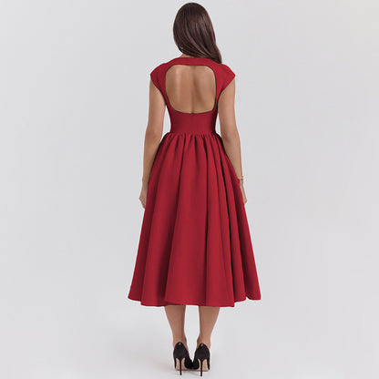 Elegant Sheer Back Cut-Out Sleeveless Fitted Dress