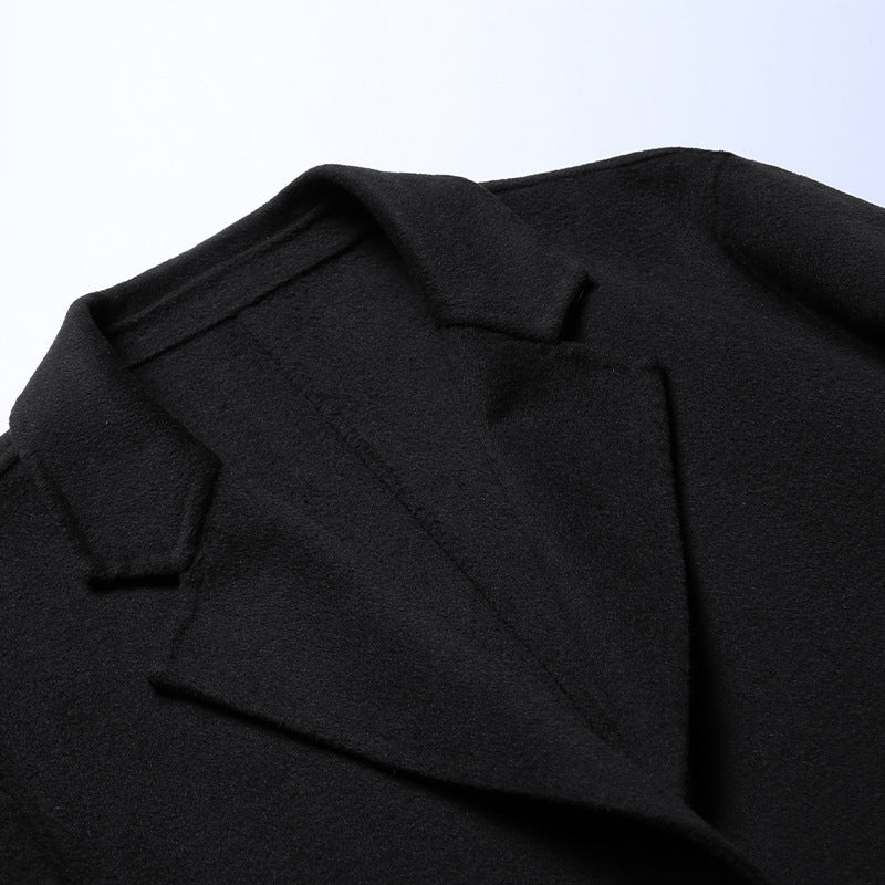 Lange zakelijke heren mantel van hoogwaardige wol