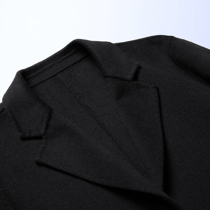 Lange zakelijke heren mantel van hoogwaardige wol