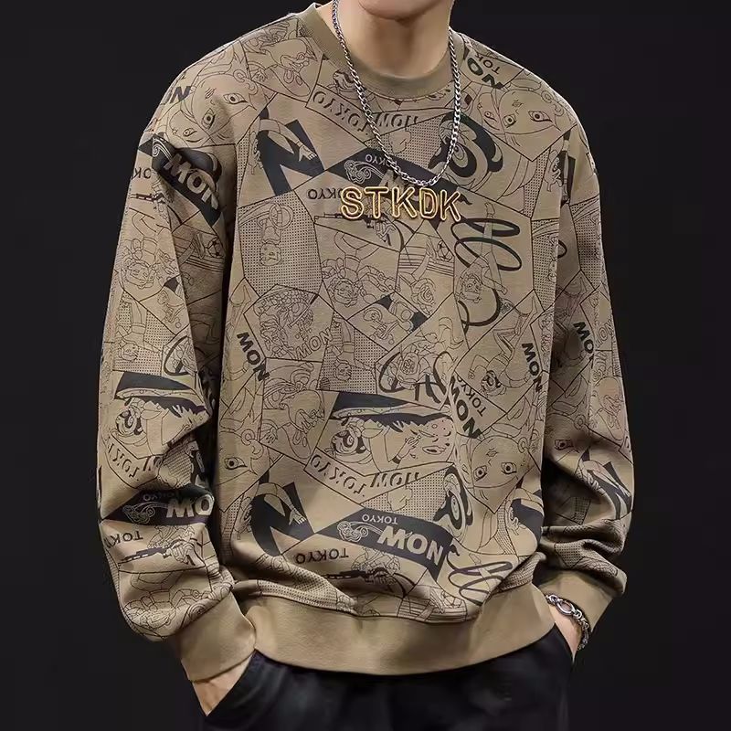 Ronde hals print sweatshirt met lange mouw heren
