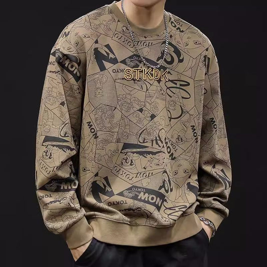 Ronde hals print sweatshirt met lange mouw heren