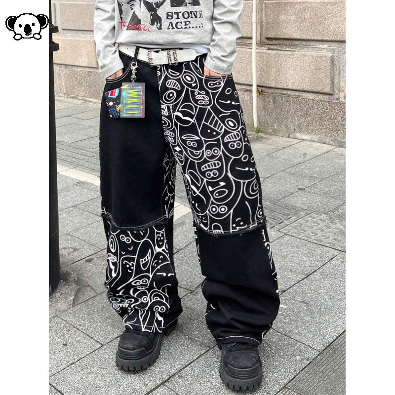 Washed Straight-Length Denim Pants