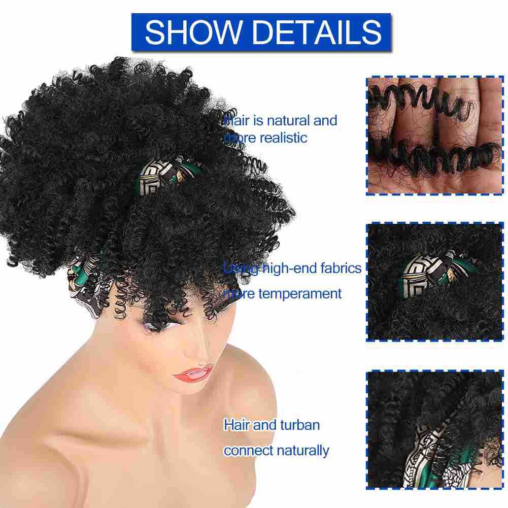 Women's Curly Headband Wig with Bangs
