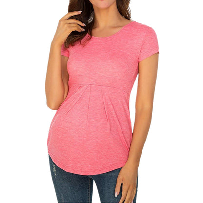 Women's Maternity Short Sleeve Ruffled Shirt