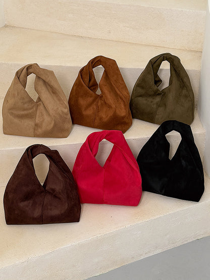 Women Suede Dumpling Bag Vintage Retro Handbag