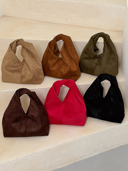 Women Suede Dumpling Bag Vintage Retro Handbag