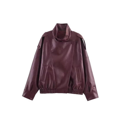Womens Retro Pebbled Leather Jacket