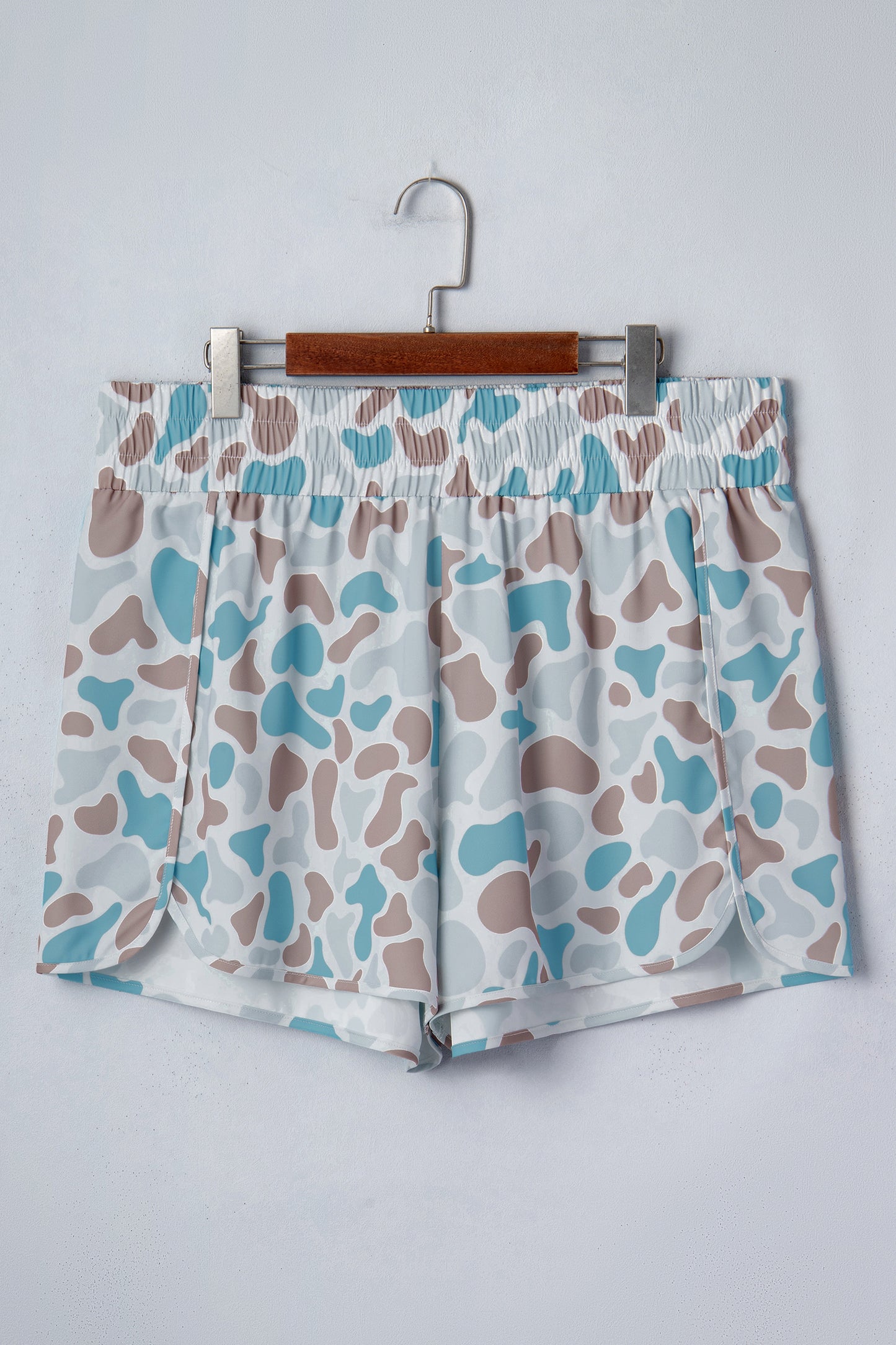 Multicolor plus size camouflage sportshorts met elastische tailleband