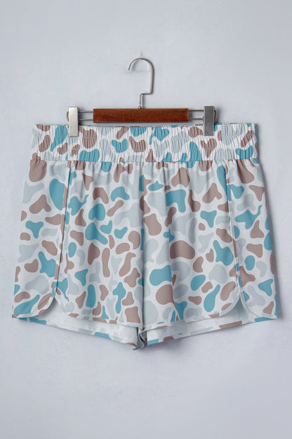 Multicolor plus size camouflage sportshorts met elastische tailleband