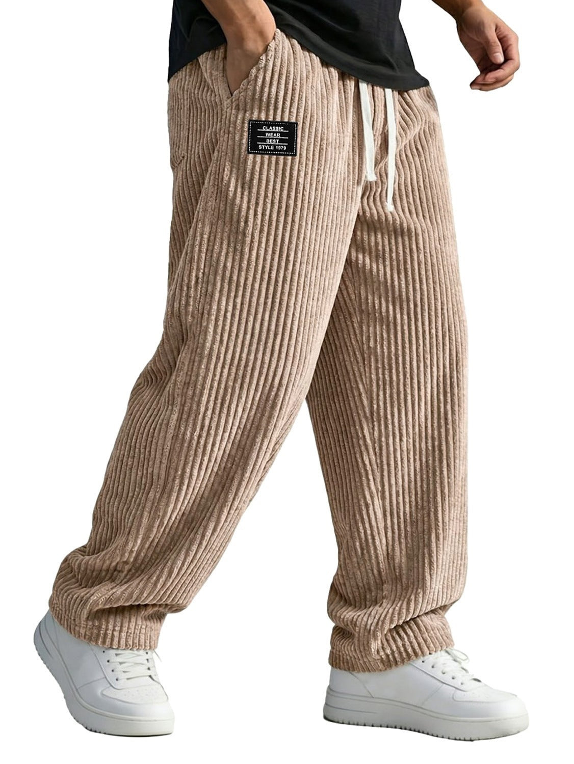Mens Embroidered Straight Leg Casual Pants