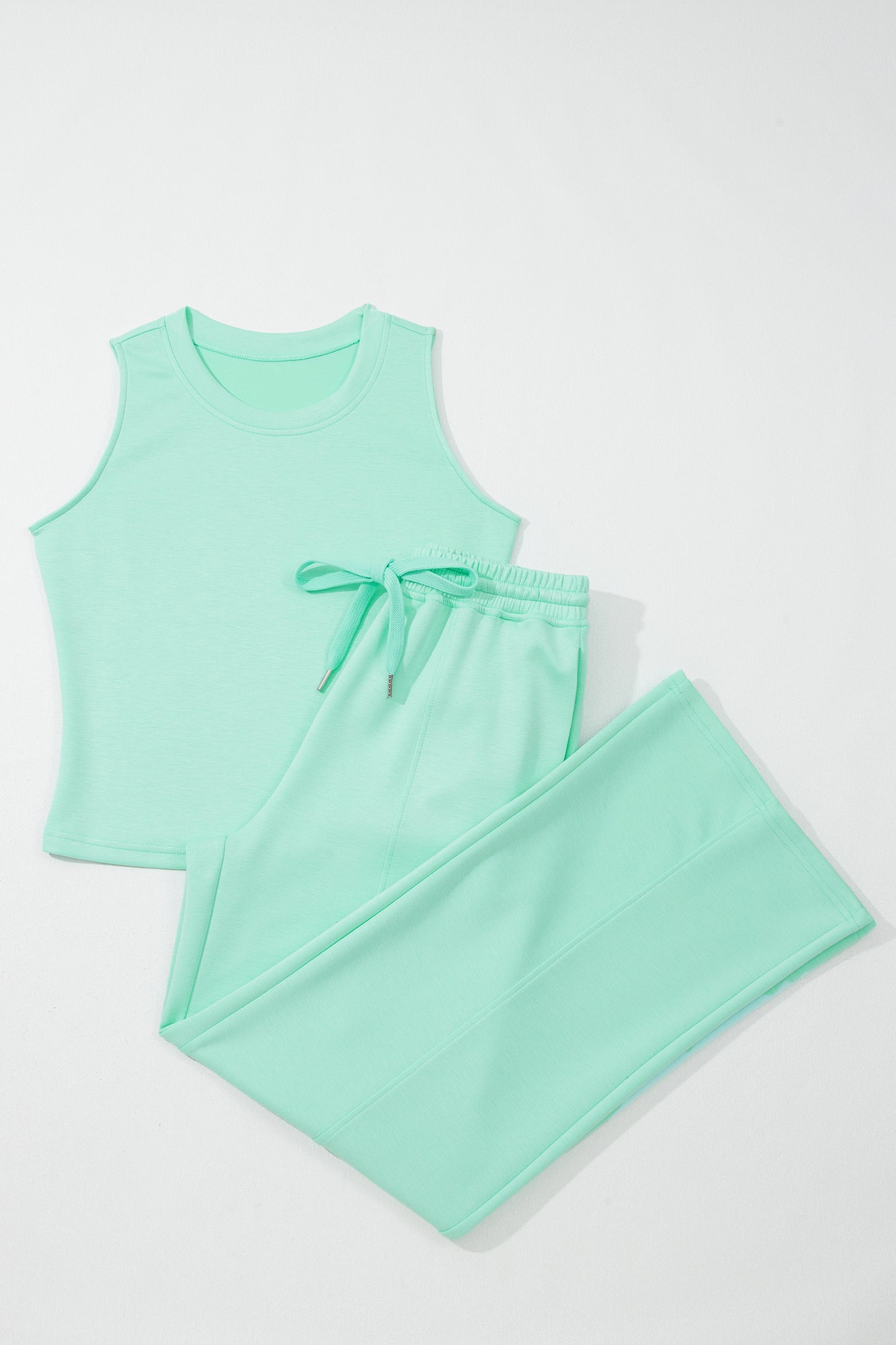 Moonlight Jade tweedelige casual set met elastische tailleband en trekkoord