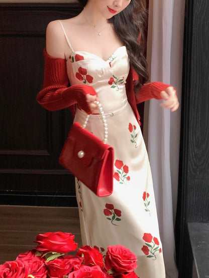 High-end Temperament rode jarreteljurk plus vest