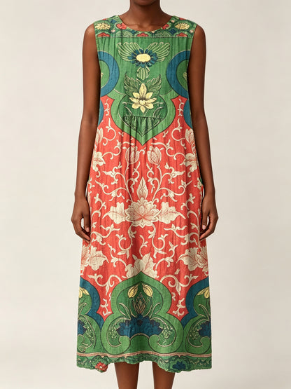 Sleeveless Printed Elegant Long Dress
