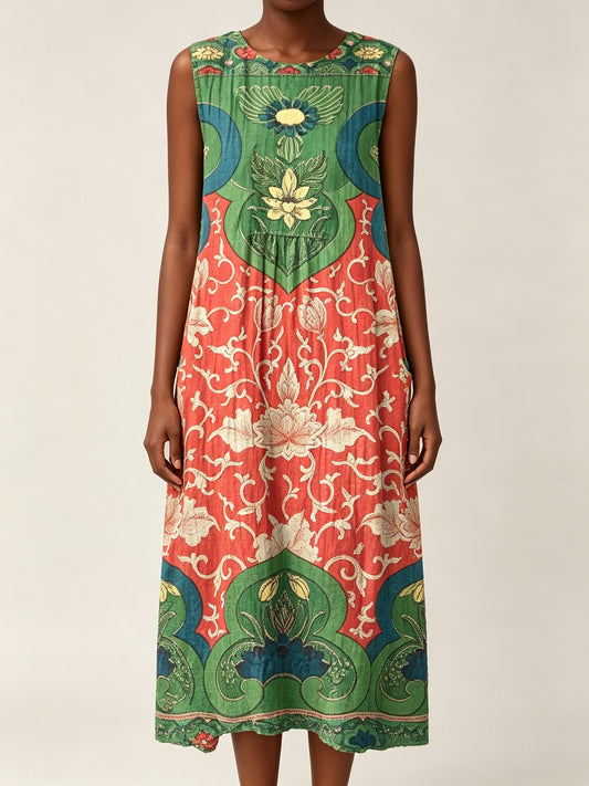 Sleeveless Printed Elegant Long Dress