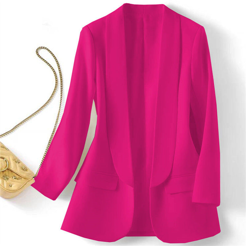 Womens Solid Color Lapel Blazer