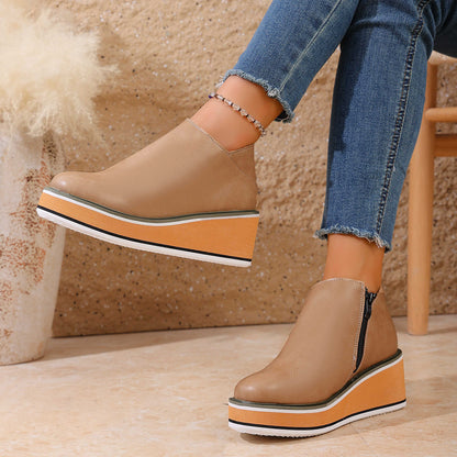Womens Retro Wedge Boots