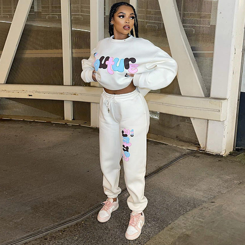 Engels bedrukt sweatshirt en joggingbroek los tweedelig pak