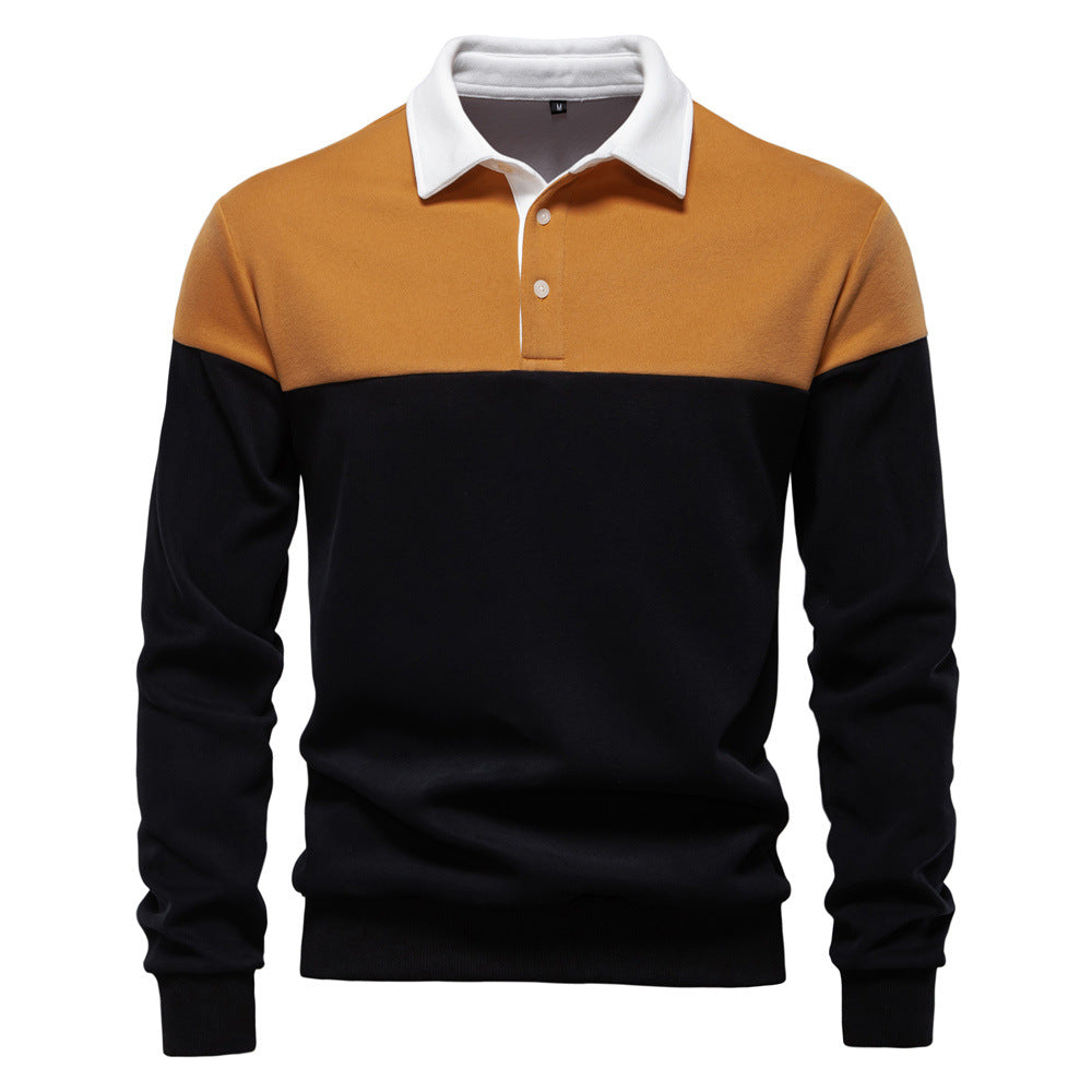 Mens Long Sleeve Polo Collar Sweater