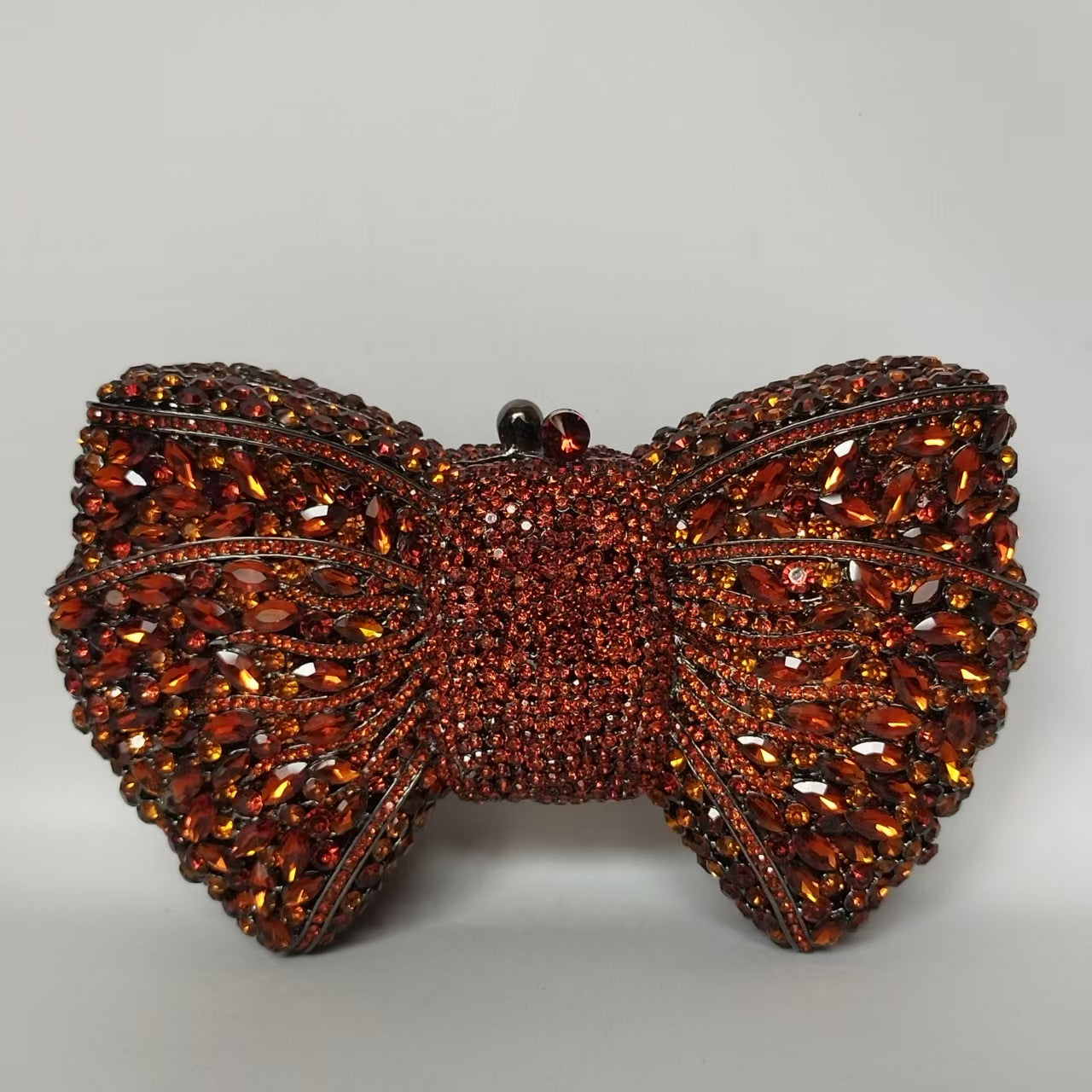 Rhinestone Bow Evening Bag with Chain