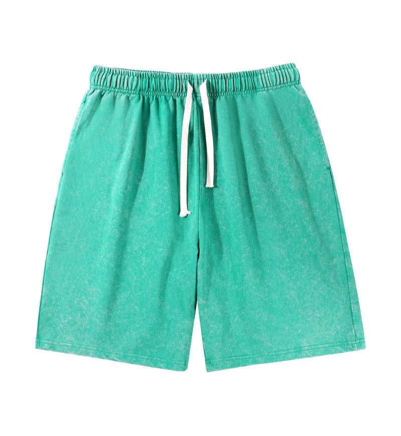 Mens Washed Cotton Wide Leg Shorts
