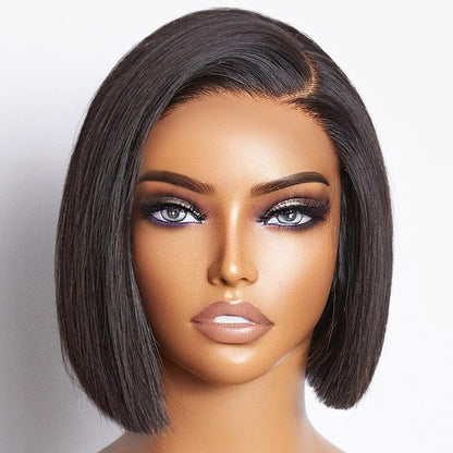 5x5 Bone Straight 8 Inches Human Hair Lace Wig