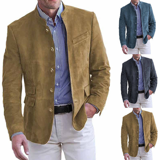 Mens Casual Suede Suit Jacket