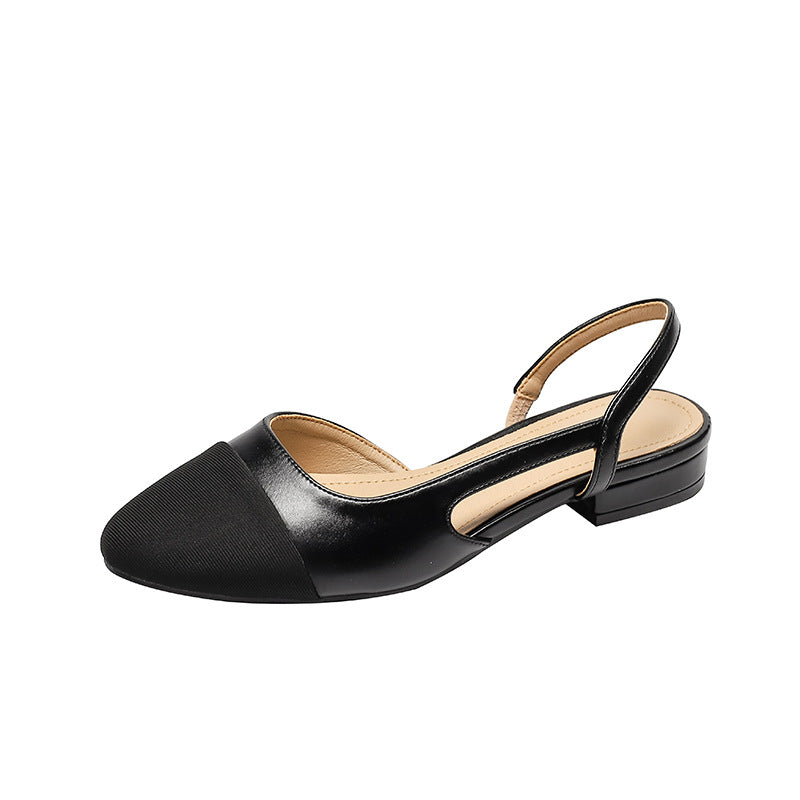 Womens Soft Leather Color Block Sandals with Square Toe