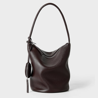 Genuine Leather Large Capacity Bucket Bag Tote Handbag