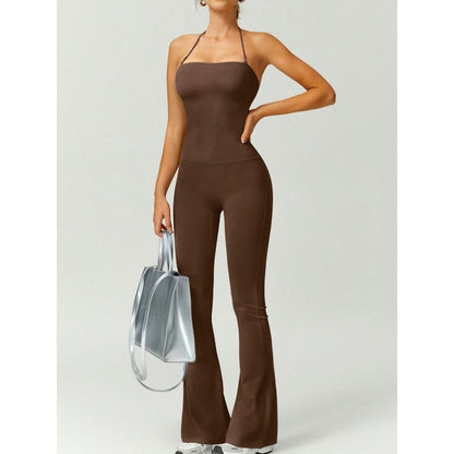 Quick Dry Yoga Fitness Suit with High Waisted Flared Pants
