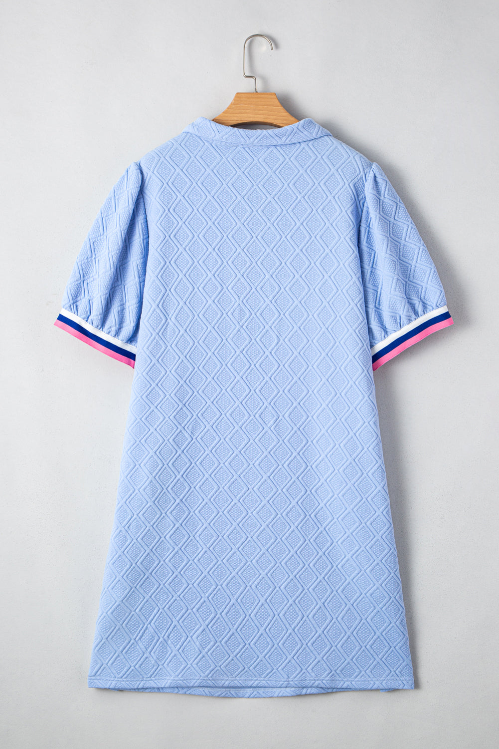 Beau Blue gestreepte jurk met kraag zakken ruitjespatroon en textuur plus size