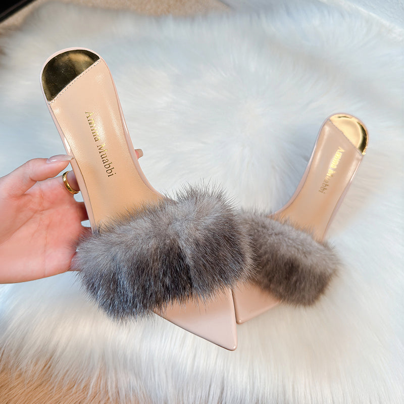Mink Fur High Heels