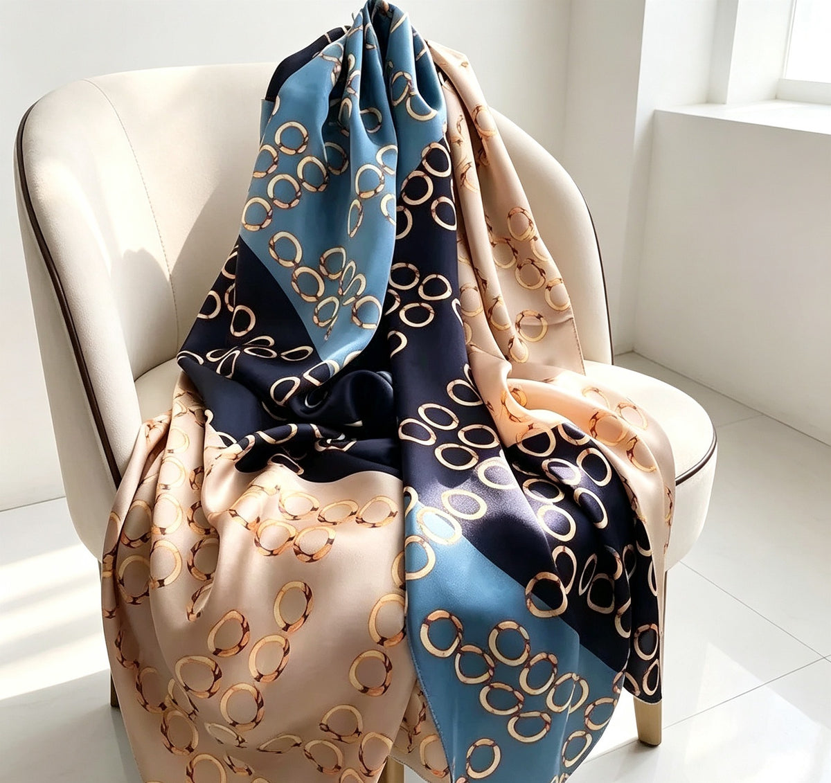 Women's Lijin Satin Scarf Floral Print Shawl